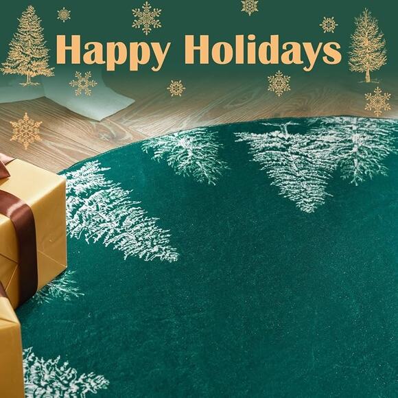 Christmas Round Rug 5ft Area Rug Green Xmas Tree Rug - Picture 2 of 9